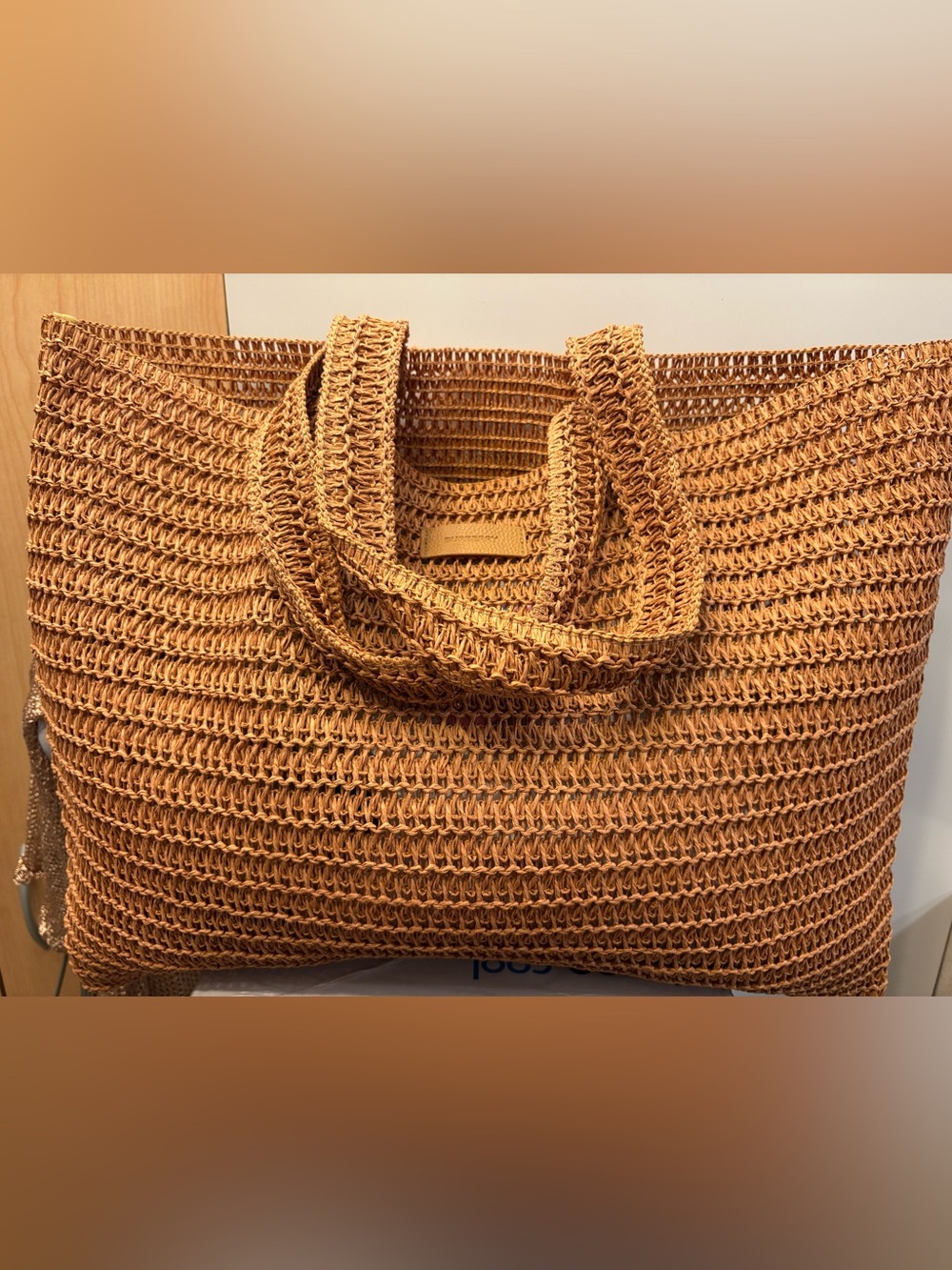 Burberry Woven Straw Tote - Tan XL New